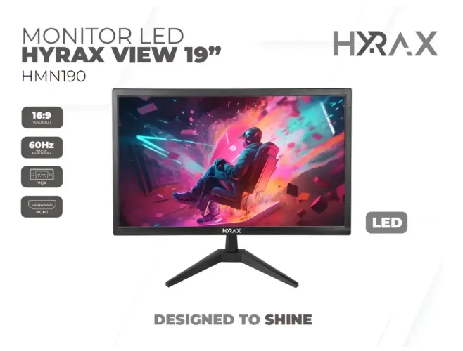Monitor Hyrax Led 19, Hmn190, 60hz, Hdmi, Vga, Vesa, Bivolt