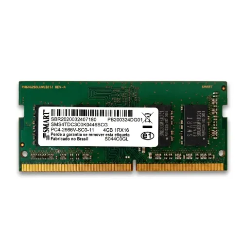 Memória RAM Smart 4GB DDR4 2666MHz SODIMM PC4-2666V para Notebook Seminova Original pode r