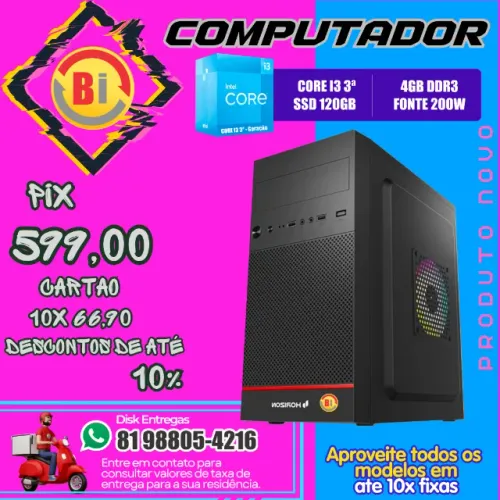 Cpu Intel core I3 4gb ssd 120gb *10x mais rápida 