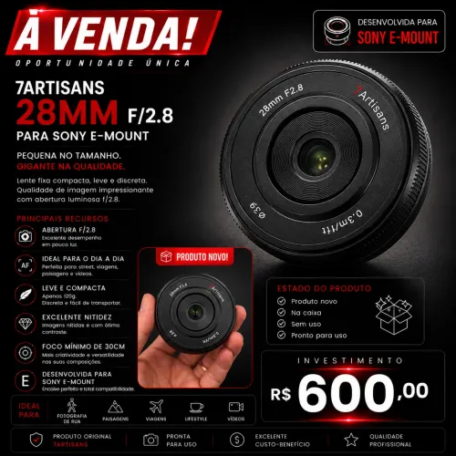 LENTE 7ARTISANS 28mm F2.8 E-Mount (Sony)