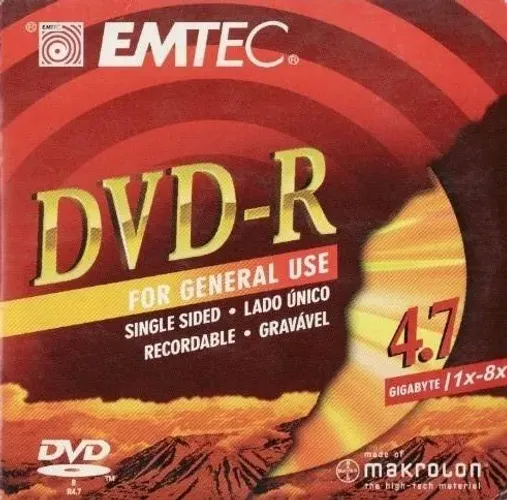DVD-R (DVD recordável) Emtec® (para uso geral) gravável em lado único (4,7 GB) 1× a 8×