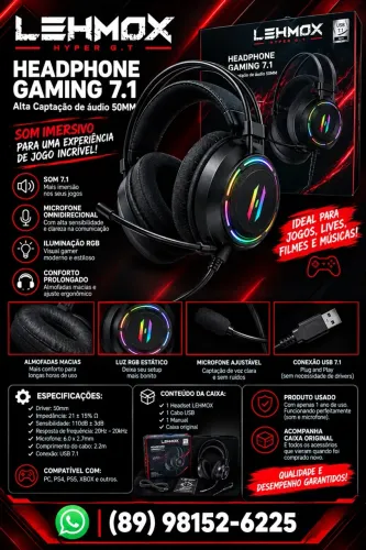 Headset LEHMOX Gaming 7.1