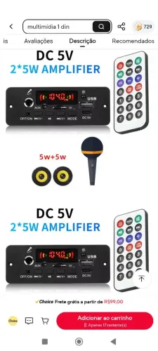 3 placas novas com 3 controles remotos decodificadoras digital bluetooth 5.0 Mic 3x5w+5w 