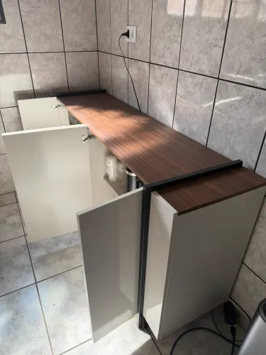 Buffet Aparador 4 Portas Off White E Castanho 1,60m