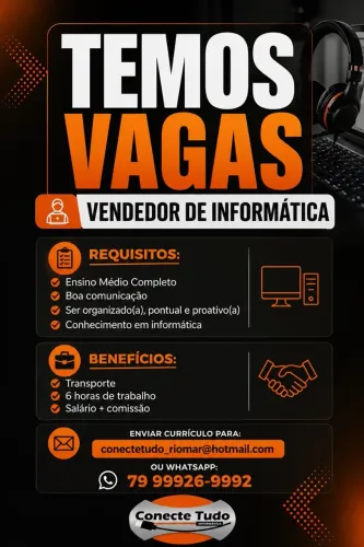 VAGA PARA VENDEDOR DE INFORMÁTICA