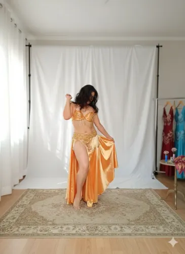 Roupa de dança do ventre odalisca dourada