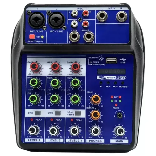 Mesa de Som Usb Mixer Mp3 Digital 4 Canais - E035136