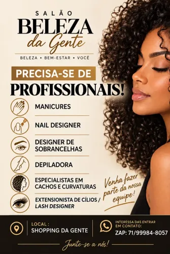 Salão de Beleza precisa - se de profissionais