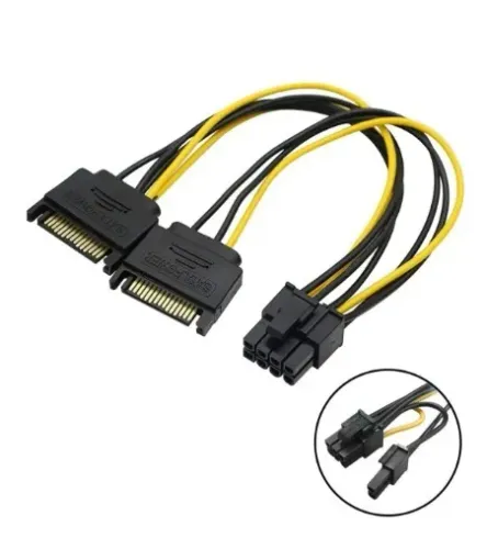 Cabo Adaptador Dual Sata P/ Pci-e 8 Pinos Placa De Vídeo