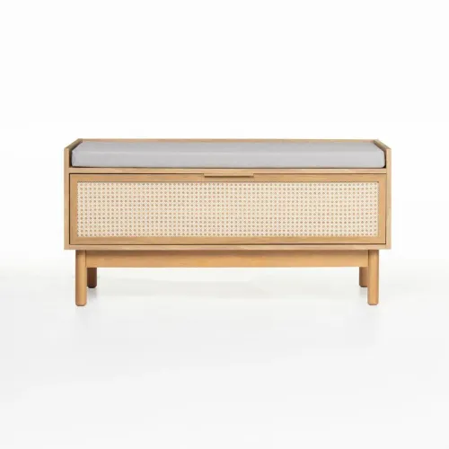 Banco Sapateira Kaki 100 cm x 40 cm Cinza Casavee