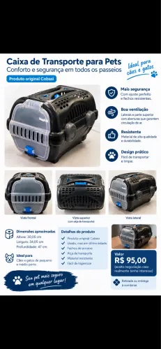 Caixa de transporte para pets