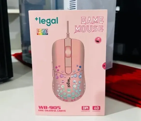 Mouse Gamer Led Rgb Óptico 3200 Dpi Ergonômico Rosa Wb905