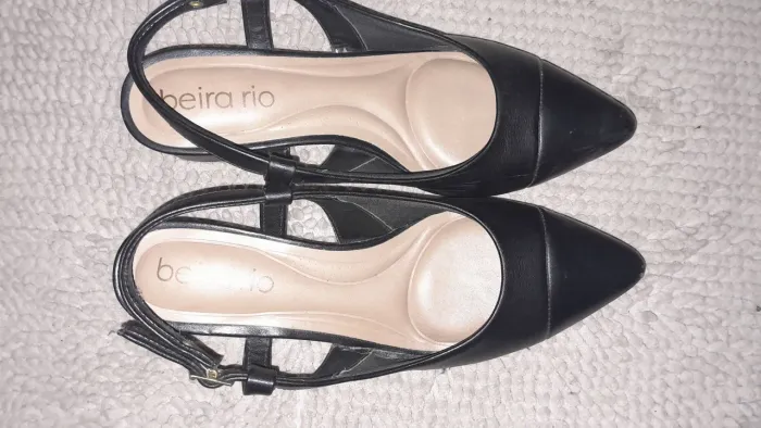 Sapato Beira Rio Preto - Slingback com Saltinho