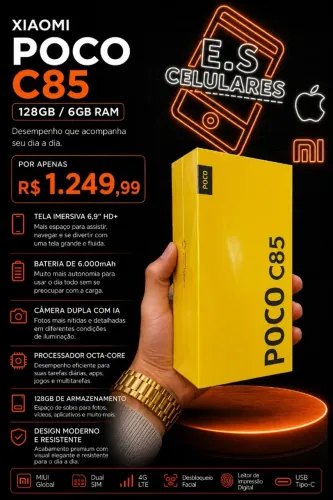 XIAOMI POCO C85 4G 128GB/6GB RAM - CELULAR XIAOMI