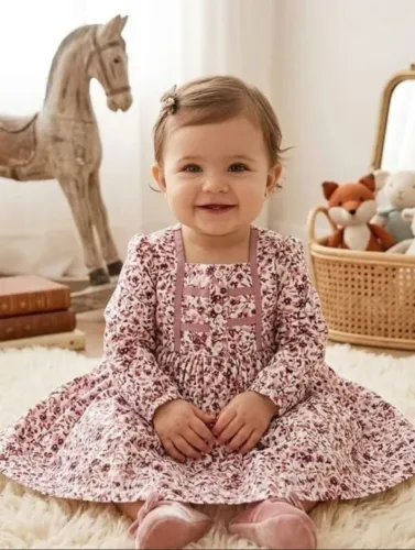 Vestido manga longa, floral, Kiki Xodó 