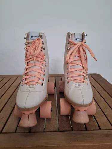 Patins Quad 4 Rodas Retrô Oxer Love Bege tam. 37
