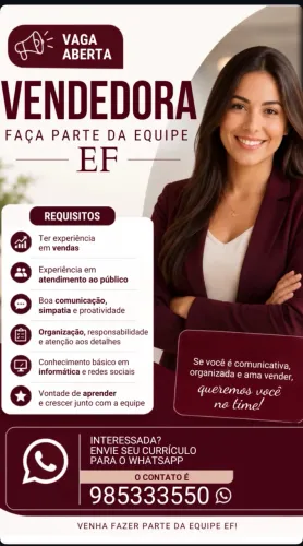 Vaga para vendedora