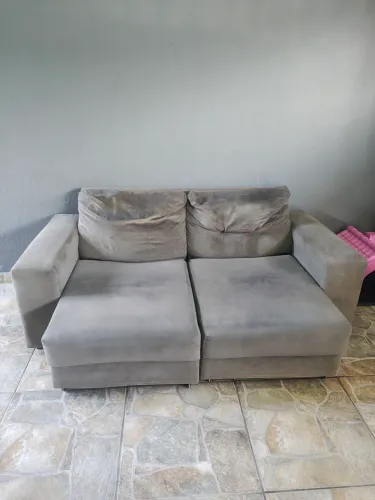 Sofá retrátil 3 lugares cinza 2,00 mts (Precinho)
