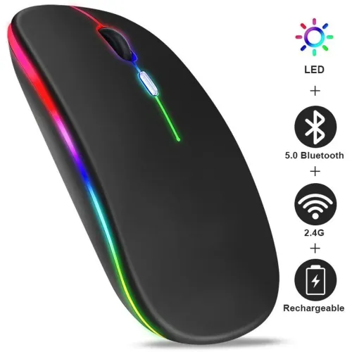 Mouse sem Fio Recarregável Bluetooth USB 2.4GHZ