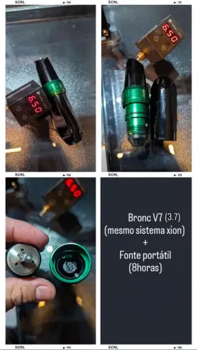 Máquina tatuagem bronc v7 + fonte portátil 