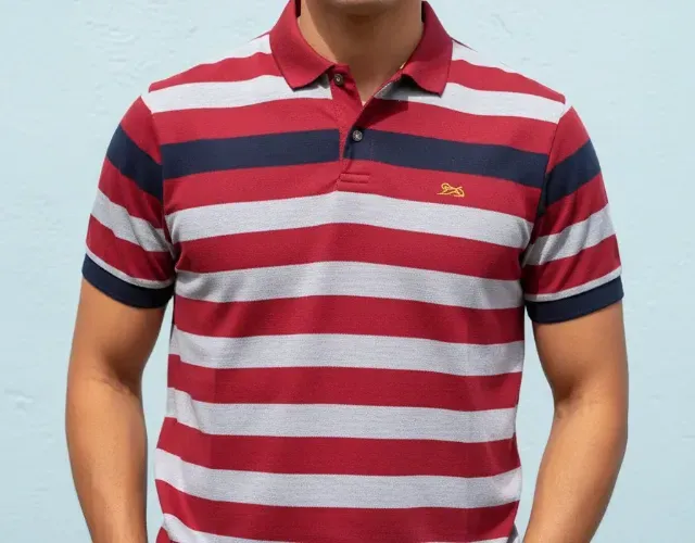 camisa polo tng collection - g - listrada vinho cinza amarelo
