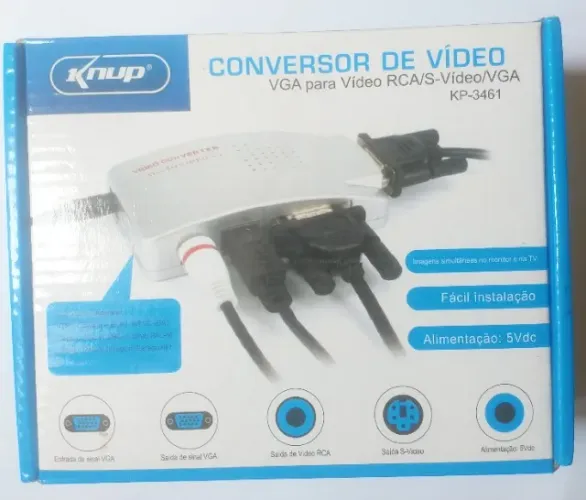 Conversor De Vídeo VGA AV RCA e S-vídeo Knup - KP-3461