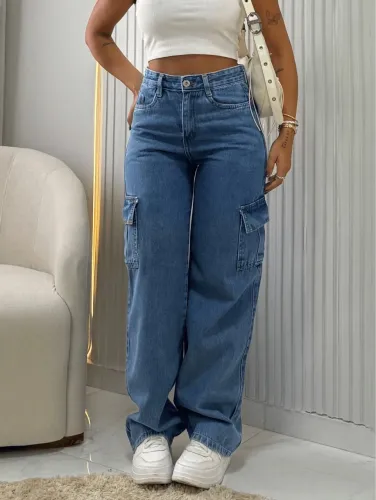 Calça Jeans Cargo
