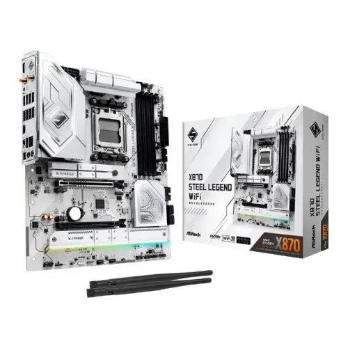 Placa-Mãe ASRock X870 Steel Legend ATX AM5 DDR5 WiFi Branco [nova]