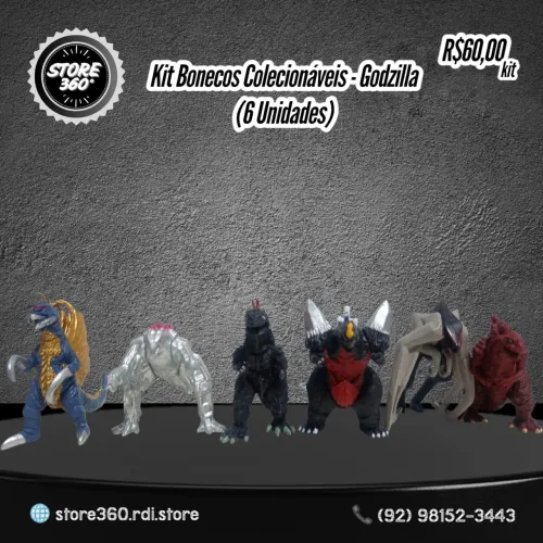 Kit Bonecos Colecionáveis - Godzilla (6 Unidades)