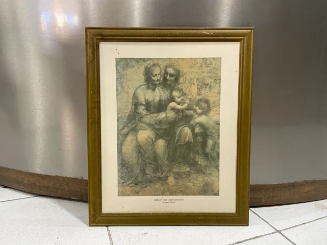Quadro com Moldura de Madeira Leonardo DaVinci