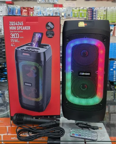 Caixa de som com microfone 