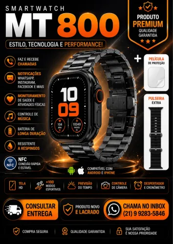 SMARTWATCH MT800 + 2 PULSEIRAS
