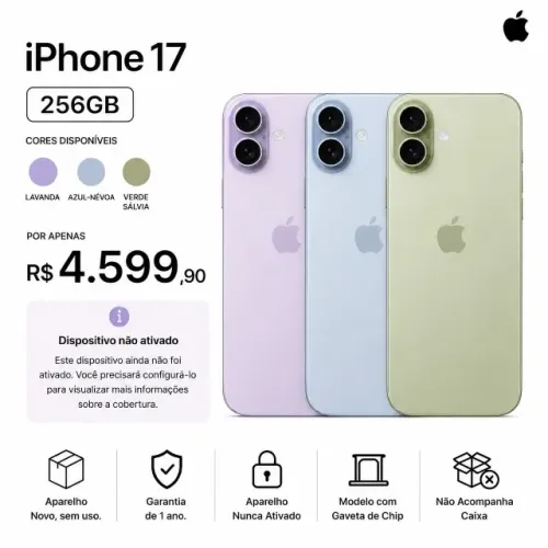 iPhone 17 256GB Novo Nunca Ativado com Garantia Open Box