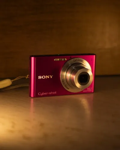 Câmera SONY Cybershot W320 rosa completa na caixa
