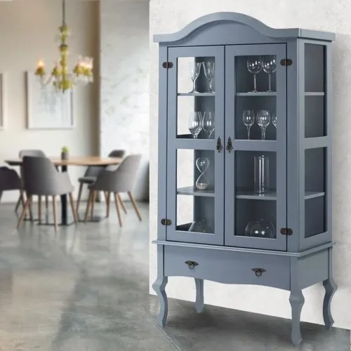 Cristaleira Luis Xv Alta - Cinza