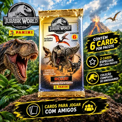 Jurassic World Panini - Pacote com 6 Cards