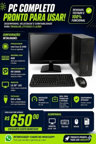 PC completo Core i5 - 8GB RAM - HD 500 (entrego)