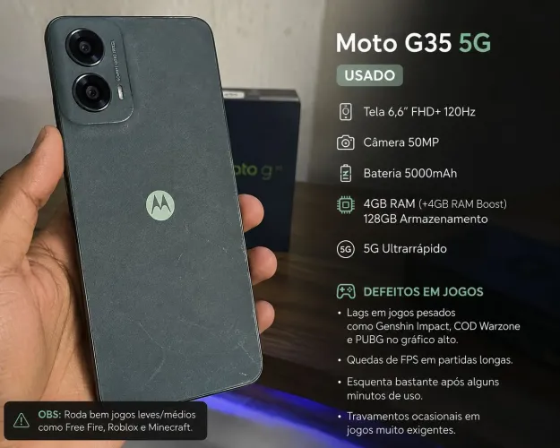 Motorola g35 5g usado, em um ótimo estado.