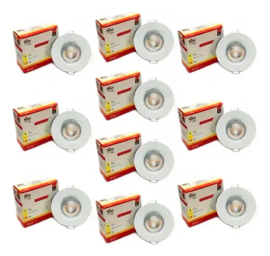 Kit 10 Spot Embutir Led Teto 3w 3000k Direcionável Kian
