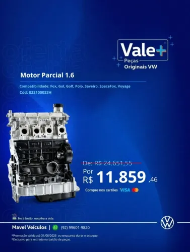 MOTOR DA SAVEIRO , GOL , VOYAGE , FOX e POLO 1.6
