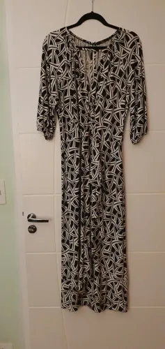 Vestido Longo Estampado Preto e Branco - P. A Concept