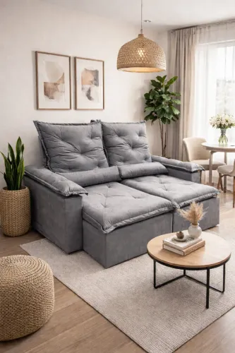 Sofá Retrátil e Reclinável 1,60m Novo Direto da Fábrica - Ideal para Apartamentos