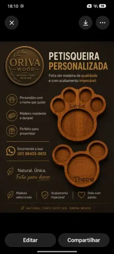 Petisqueira personalizada.