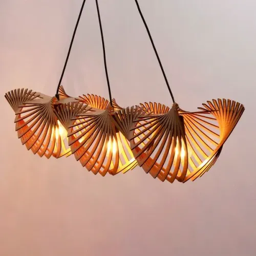 Luminária Pendente Ilux Três Marias em Madeira