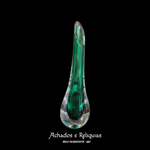 Soliflore em Cristal de Sèvres Verde - Alta Escultura Francesa Mid-Century