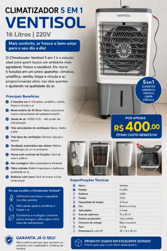 Climatizador/umidificador  5em1 Ventisol 