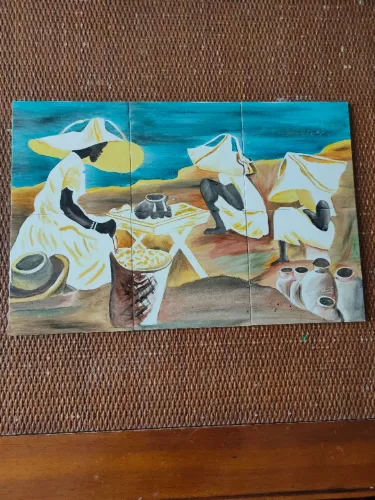 Conjunto painel de azulejos temáticos e decorativos pintura a mão.