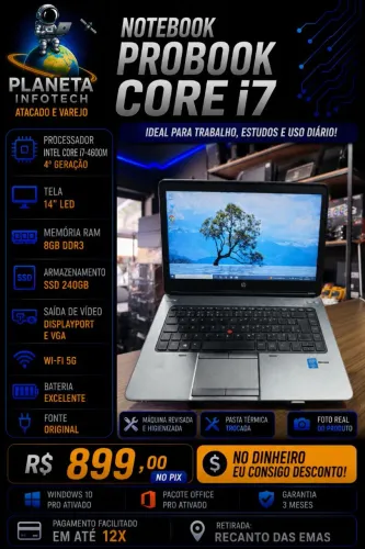 Notebook HP Probook core i7 4600M com 8gb de ram + SSD 240gb ( com garantia )