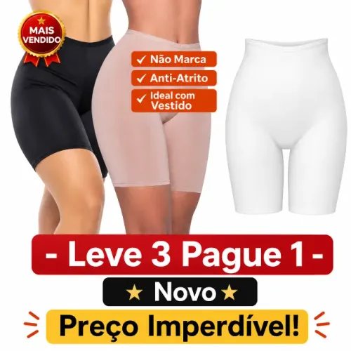 Short Kit com 3 Segunda Pele Feminino Bege Branca Preta Tam M Novos