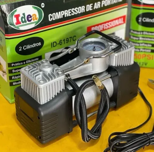 Compressor de Ar Portatil 12V Duplo Pistão Novo!!!